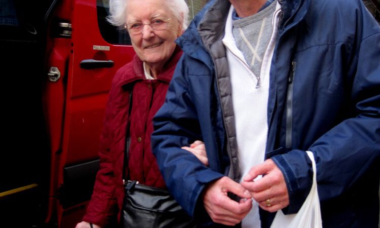 Two shopping shuttle passengers