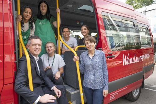 Councillors and passengers on board a WCT minibus